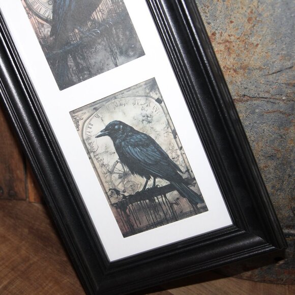 NEW Framed Black Bird Raven Crow Gothic Farmhouse Wall Decor Picture - Picture 6 of 6